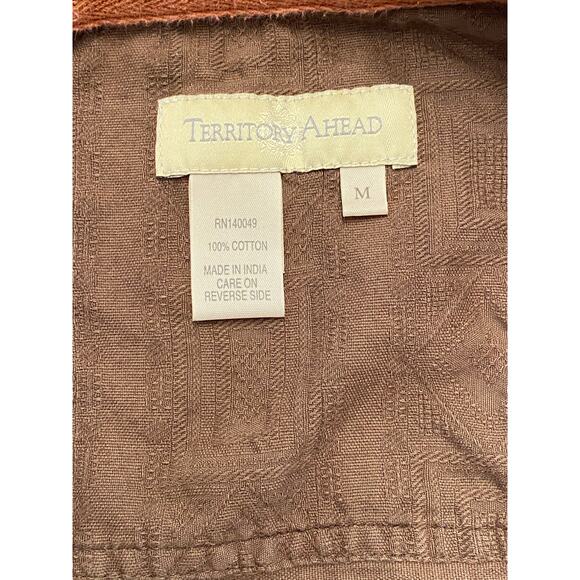 Territory Ahead Brown Textured Cotton Long Sleeve Button Front Shirt Men’s M - Picture 7 of 8